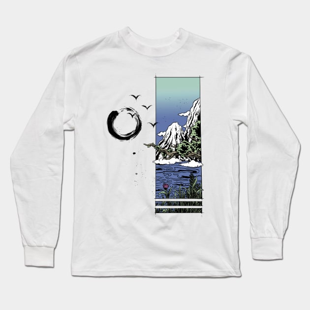 Lake and Mountain Long Sleeve T-Shirt by popcornpunk